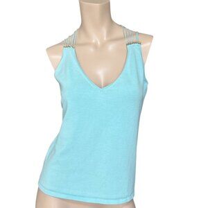 VTG New York & Co Tank Top Cami Y2K 90s Fairy Whimsical Beaded Silk Mermaid Sz L